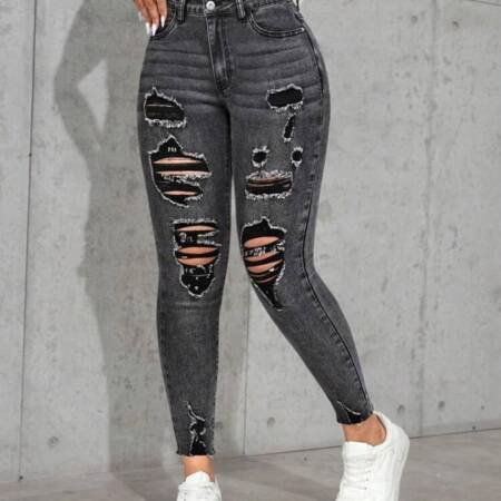Women’s High-Waist Distressed Skinny Jeans