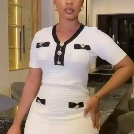 Elegant Women's Ribbed Knit Mini Dress with Bow Details