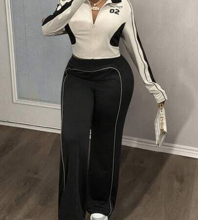 This is a trendy, sporty two-piece set, often referred to as a color-block tracksuit.